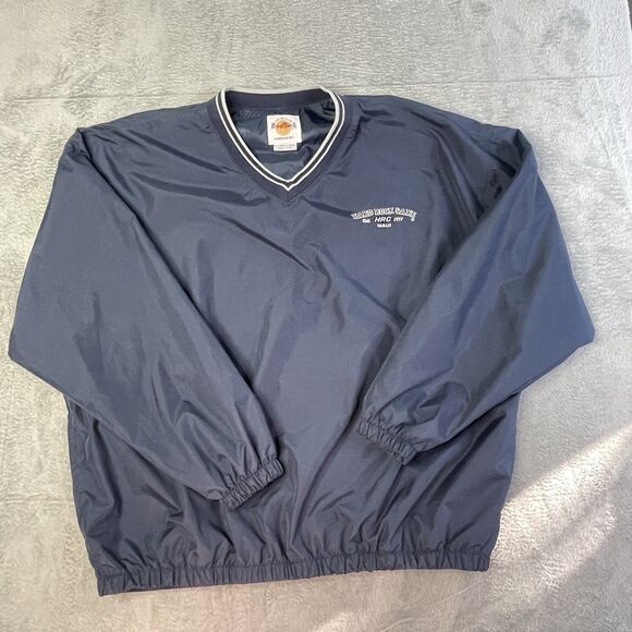 VTG Hard Rock Cafe Maui Men’s 2XL Navy Windbreaker Preppy Blokecore Normcore - Picture 3 of 9